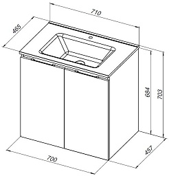 Aquanet Мебель для ванной Алвита New 70 2 дверцы подвесная белая матовая – фотография-11